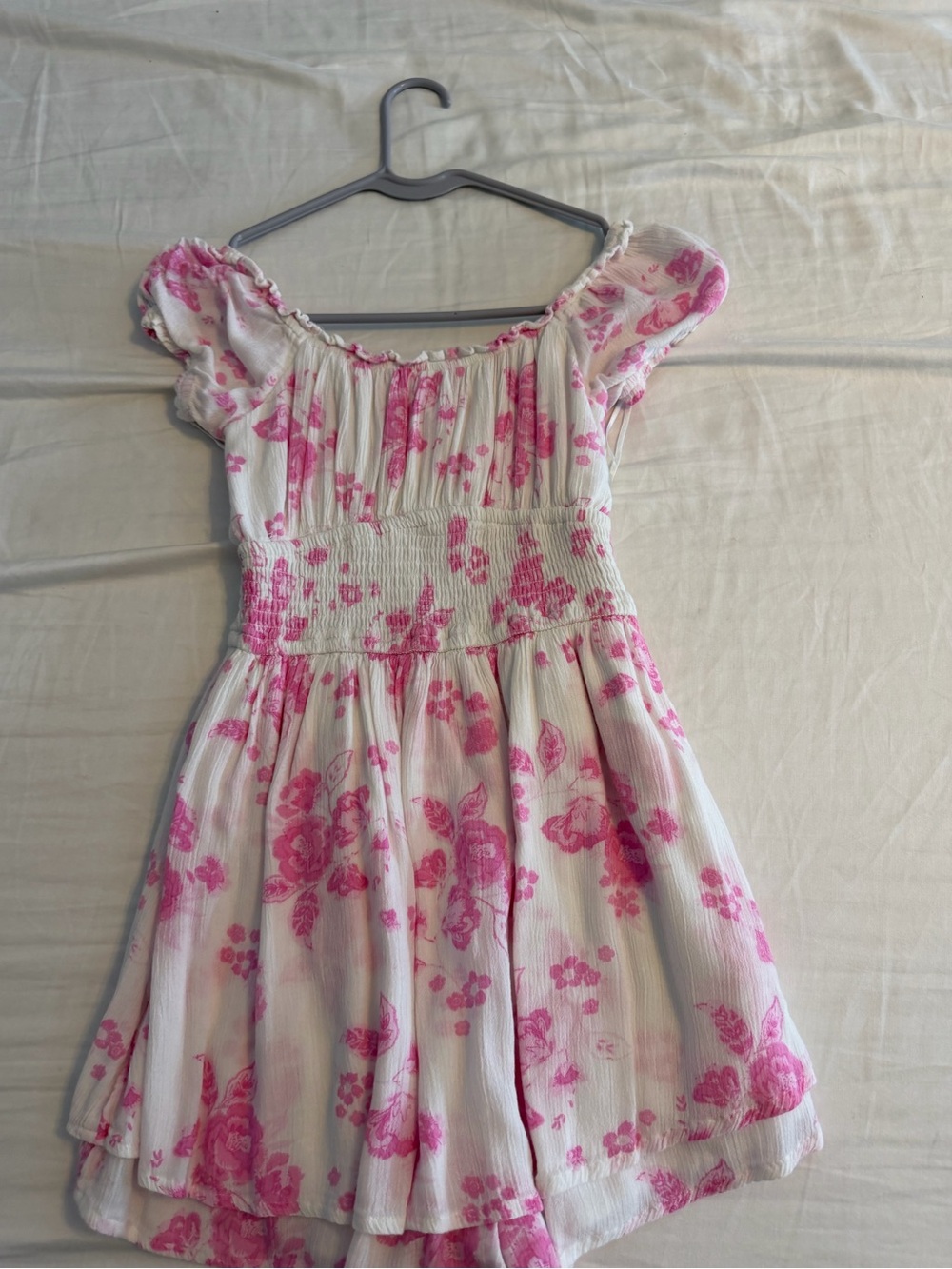 Hollister White Dress with Pink Floral Print
